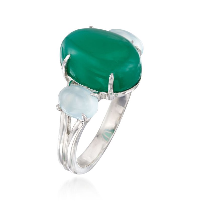 Green and Blue Chalcedony Ring in Sterling Silver image number 2