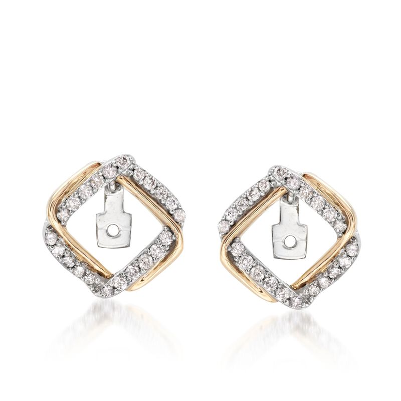 .25 ct. t.w. Diamond Interlocking Square Earring Jackets in 14kt Two-Tone Gold image number 5