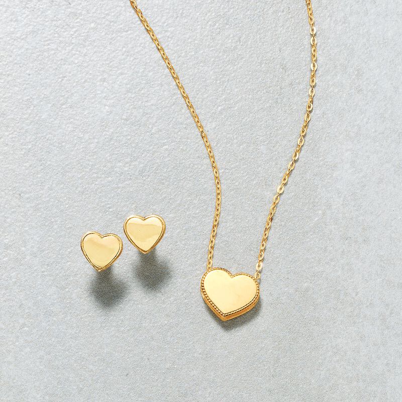 18kt Yellow Gold Heart Stud Earrings  image number 2