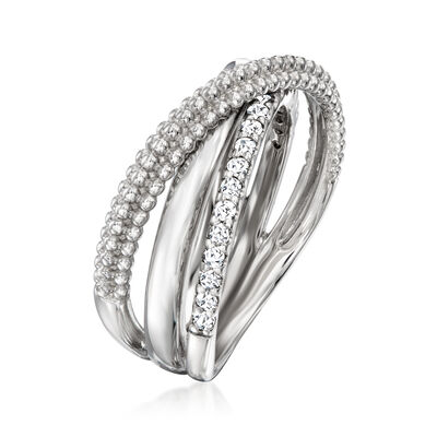 Gabriel & Co. .30 ct. t.w. White Sapphire Crisscross Ring in Sterling Silver
