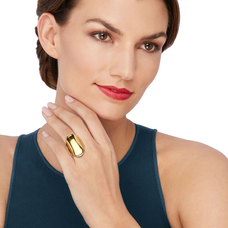 Andiamo 14kt Yellow Gold Over Resin Concave Ring image number 1