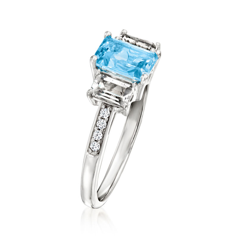 5.60 ct. t.w. Swiss Blue and White Topaz Jewelry Set: Earrings, Ring and Pendant Necklace in Sterling Silver image number 6