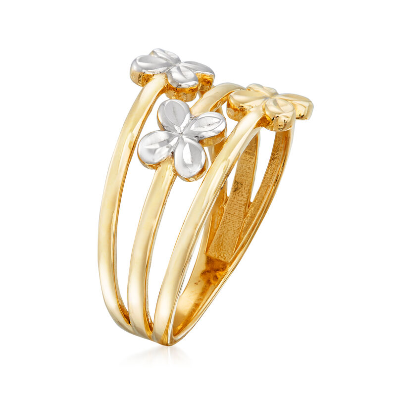 14kt Yellow Gold Triple-Station Flower Ring image number 2