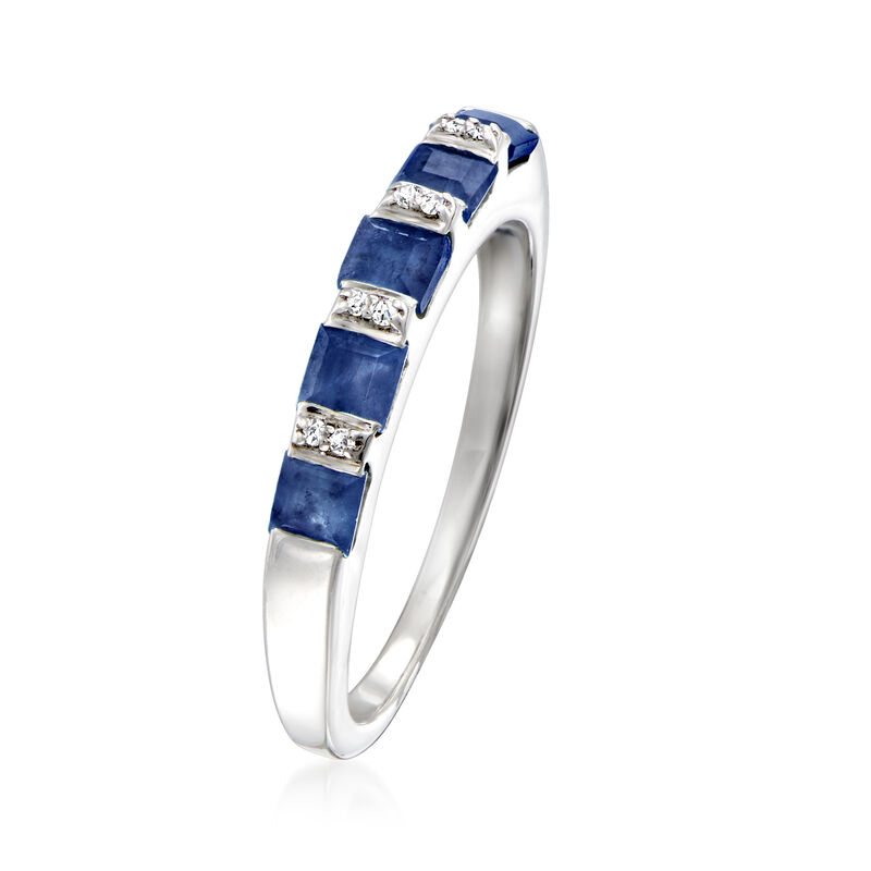 1.40 ct. t.w. Sapphire Ring with Diamonds in Sterling Silver image number 2