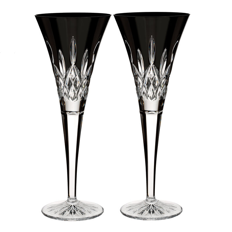 Waterford Crystal &quot;Black&quot; Set of 2 Lismore Flute Glasses image number 0