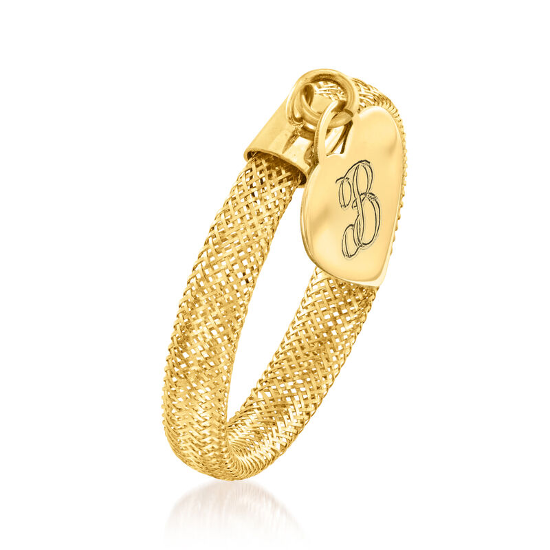 Italian 14kt Yellow Gold Personalized Heart Mesh Ring image number 2