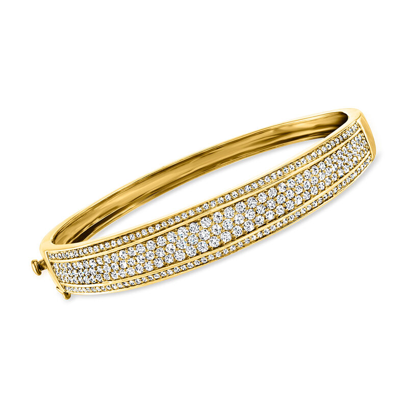 3.00 ct. t.w. Pave Diamond Bangle Bracelet in 18kt Gold Over Sterling image number 0