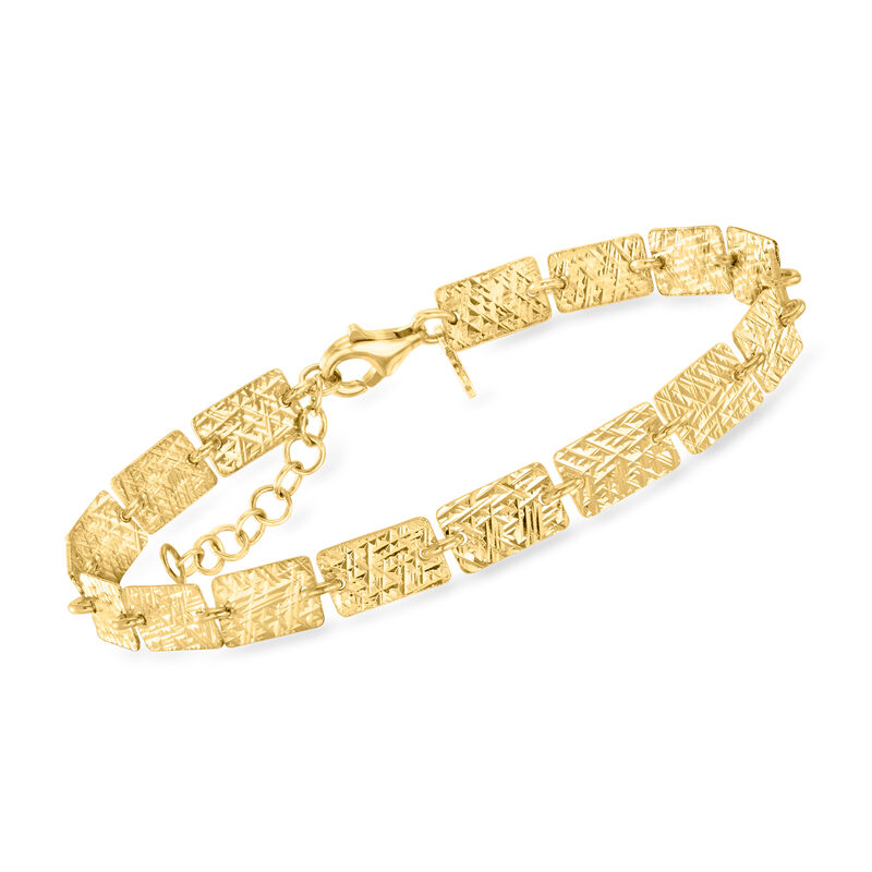 Italian 18kt Gold Over Sterling Rectangular-Link Bracelet. 7&quot; image number 0