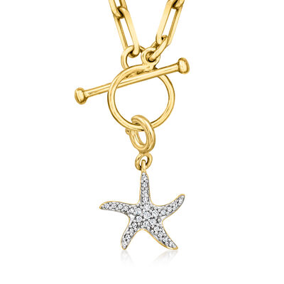 .10 ct. t.w. Diamond Starfish Charm in 18kt Gold Over Sterling