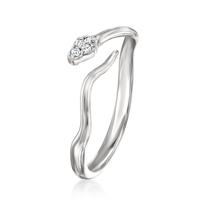 Diamond Snake Bypass Ring in Sterling Silver image number 2
