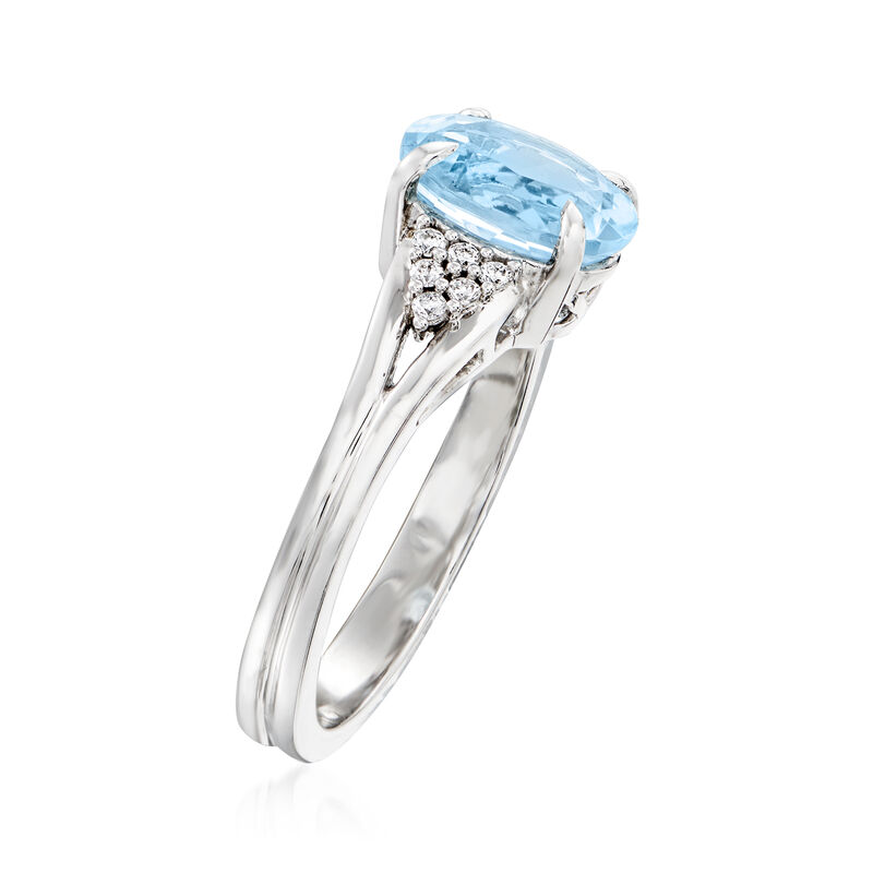 C. 1990 Vintage 2.00 Carat Aquamarine and .15 ct. t.w. Diamond Ring in 18kt White Gold image number 2