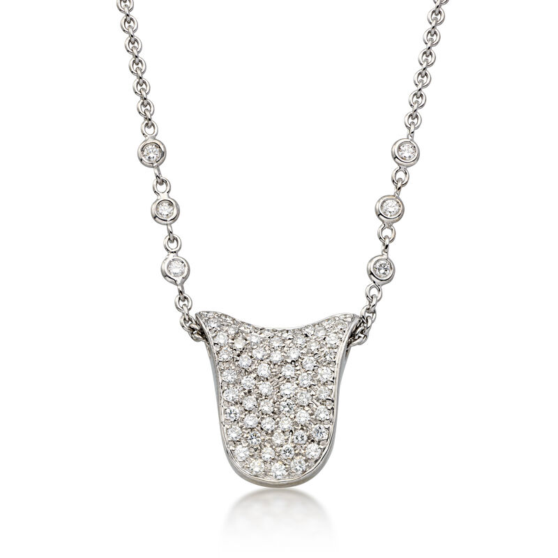 C. 2000 Vintage .75 ct. t.w. Diamond Sculptural Necklace in 18kt White Gold. 15.5" image number 0