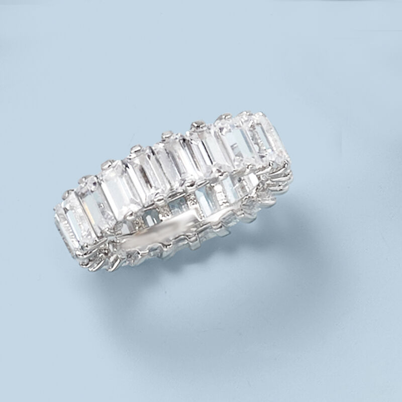 5.51 ct. t.w. Baguette CZ Eternity Band in Sterling Silver image number 4