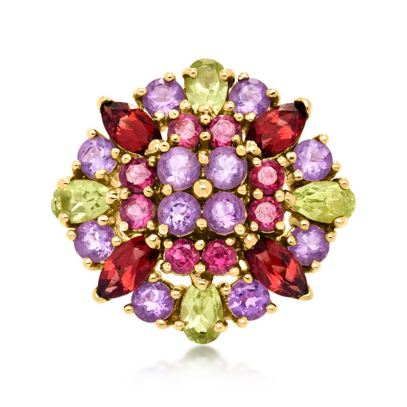 C. 2000 Vintage 4.05 ct. t.w. Multi-Gemstone Cluster Ring in 10kt Yellow Gold. Size 6.25 image number 0