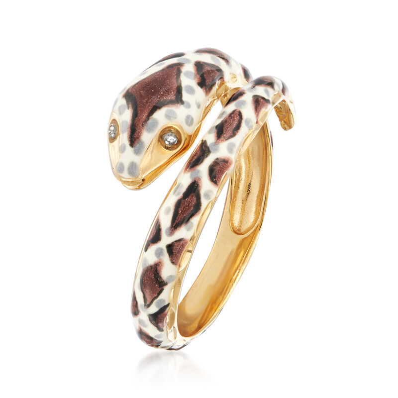 Multicolored Enamel Snake Bypass Ring in 18kt Gold Over Sterling image number 2
