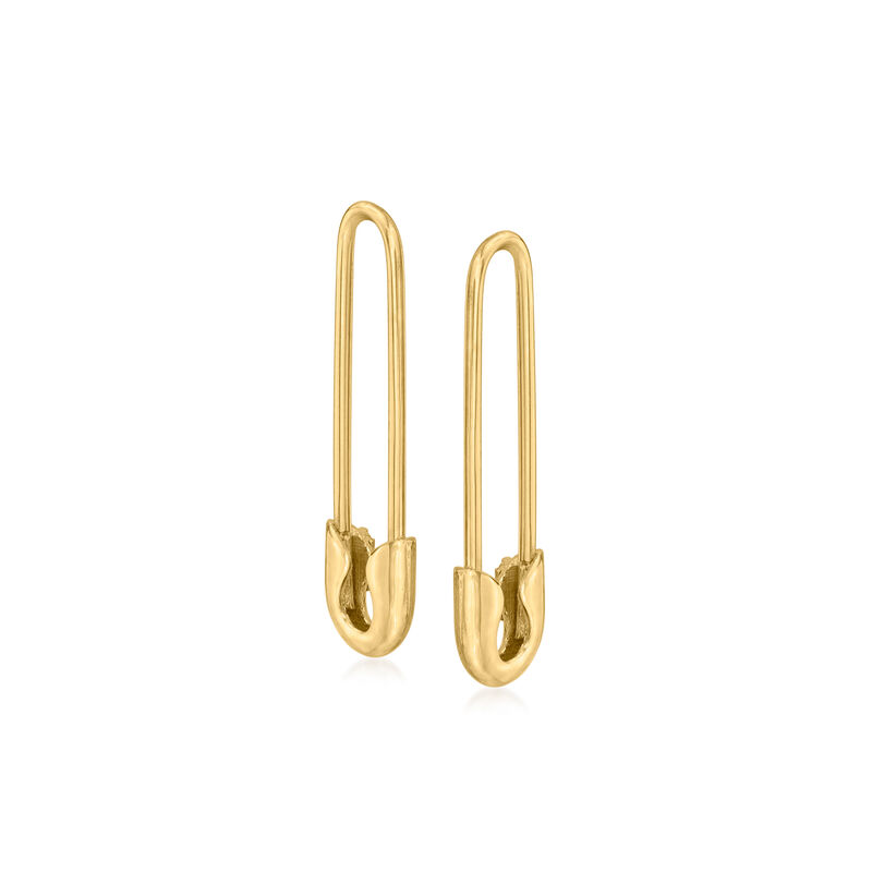 Italian 14kt Yellow Gold Safety Pin Earrings image number 0