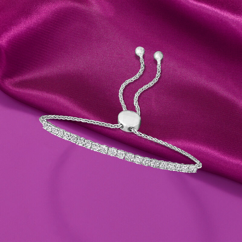 .50 ct. t.w. Diamond Cluster Bolo Bracelet in Sterling Silver image number 5