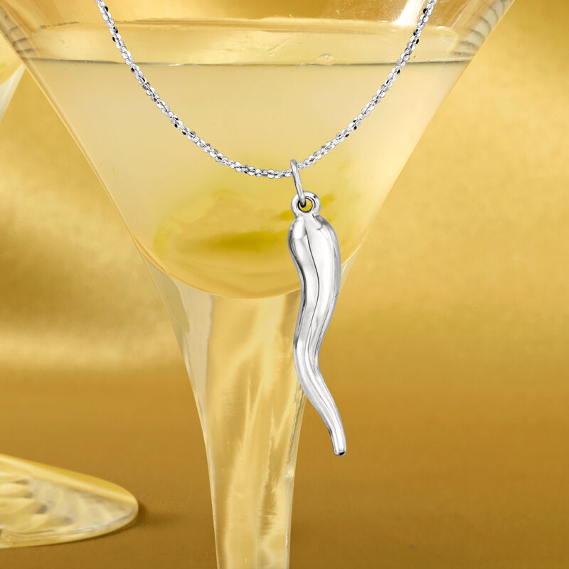 14kt White Gold Italian Horn Pendant  image number 1