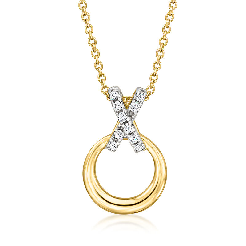 Diamond XO Pendant Necklace in 14kt Yellow Gold image number 0