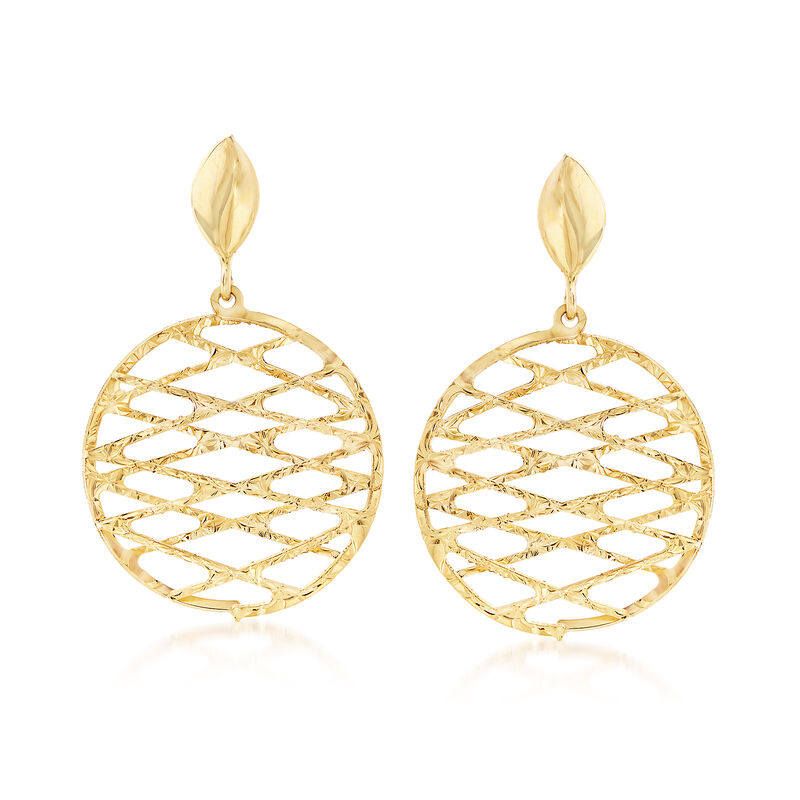Italian 18kt Yellow Gold Crisscrossed Circle Drop Earrings image number 0
