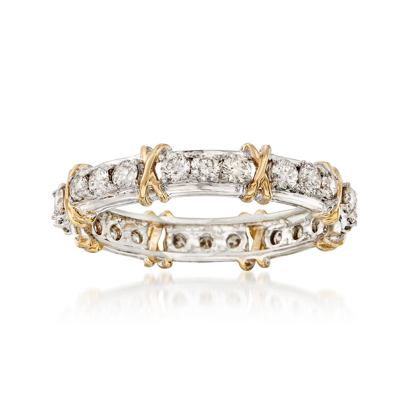 1.00 ct. t.w. Diamond X Eternity Band in Sterling and 14kt Gold image number 0