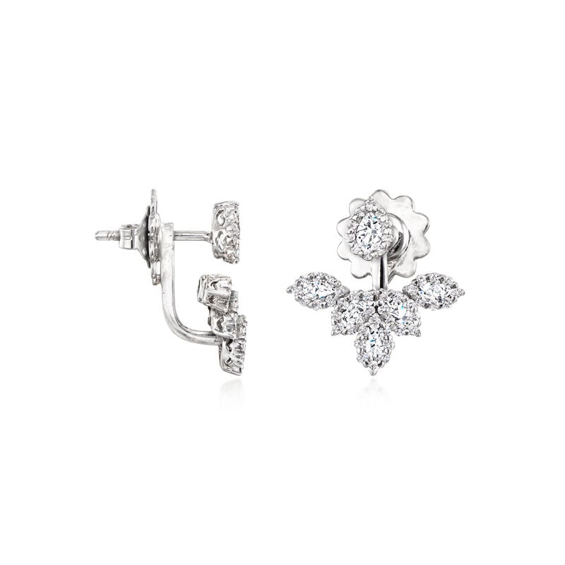 C. 1990 Vintage 1.87 ct. t.w. Diamond Front-Back Earrings in 18kt White Gold image number 2