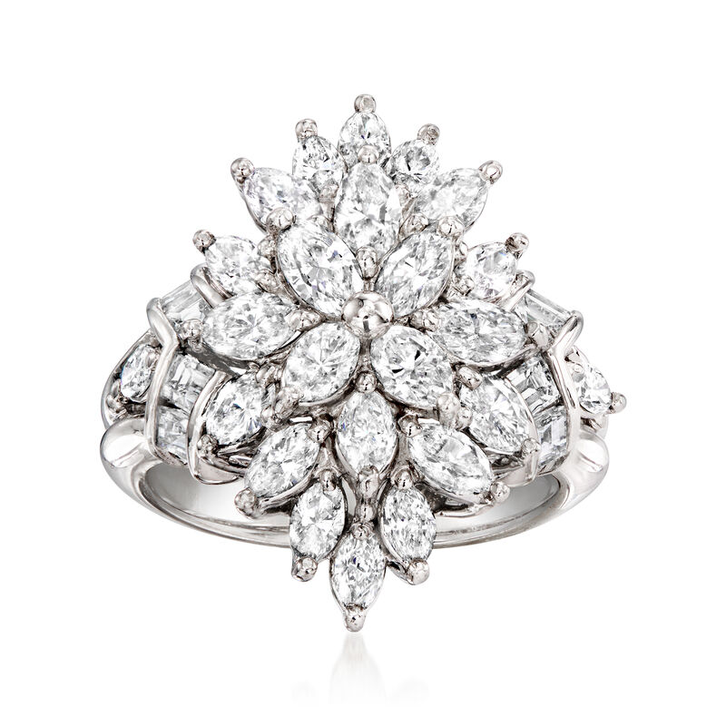 C. 2000 Vintage 2.50 ct. t.w. Diamond Cluster Ring in Platinum. Size 5 image number 0
