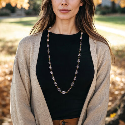 C. 1980 Vintage 175.00 ct. t.w. Amethyst Bead Necklace in 22kt Yellow Gold