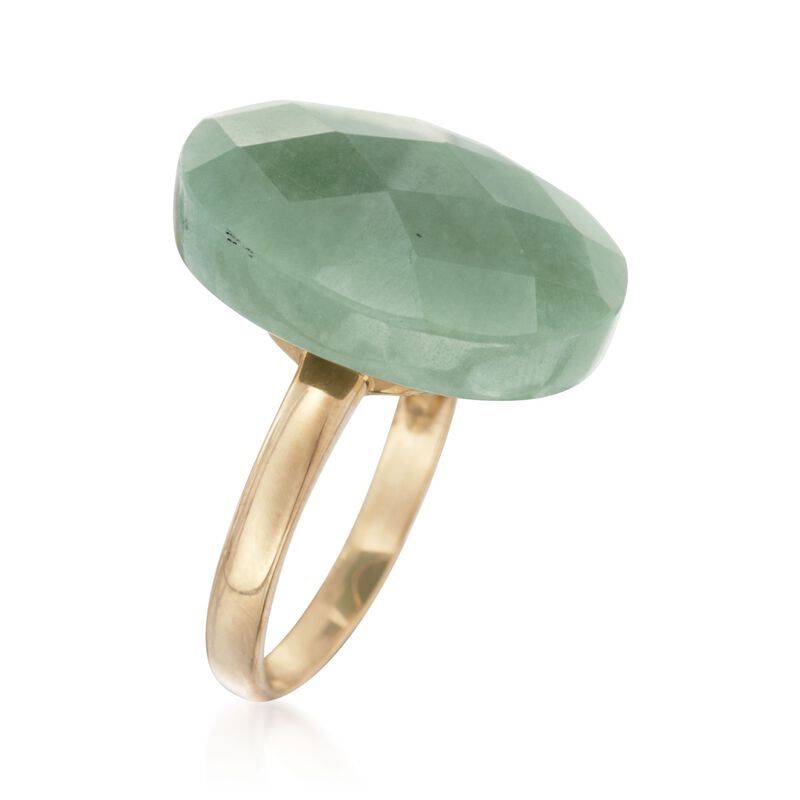 Oval Green Jade Ring in 14kt Yellow Gold image number 2