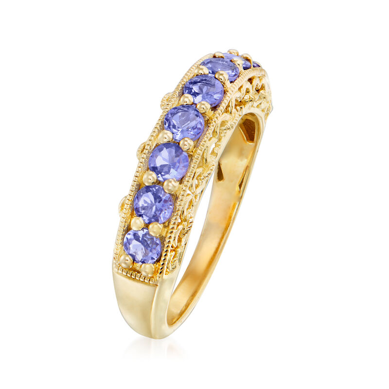 1.00 ct. t.w. Tanzanite Ring in 18kt Gold Over Sterling image number 2