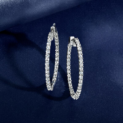 3.00 ct. t.w. Diamond Inside-Outside Hoop Earrings in Sterling Silver