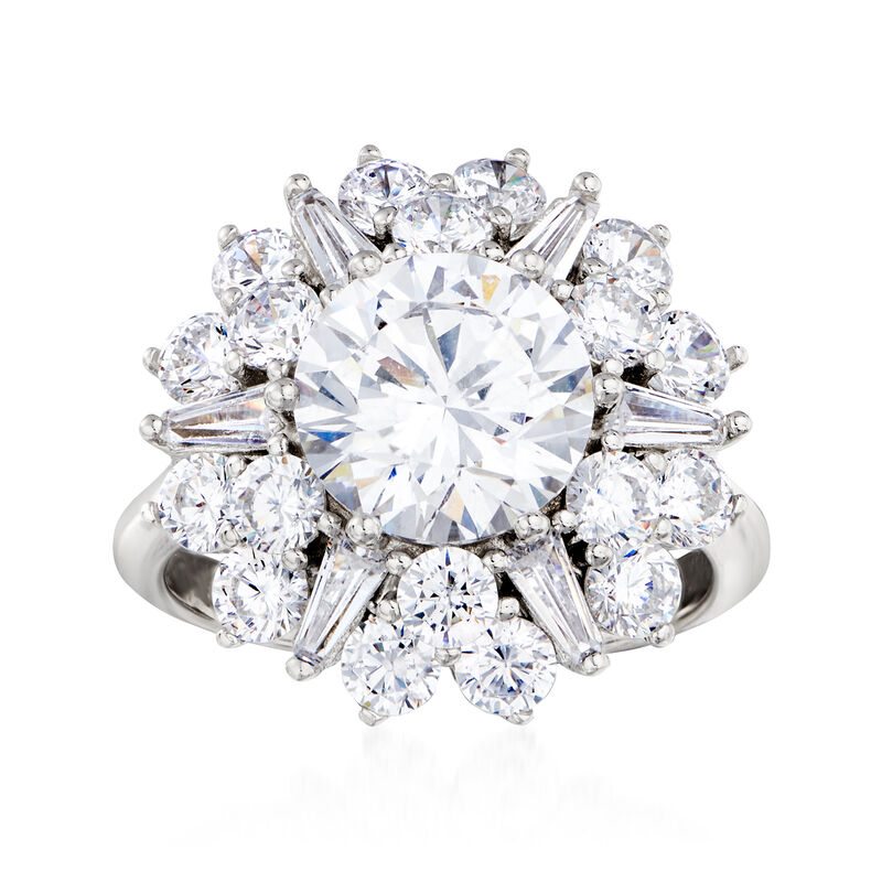 5.00 ct. t.w. CZ Starburst Ring in Sterling Silver image number 0