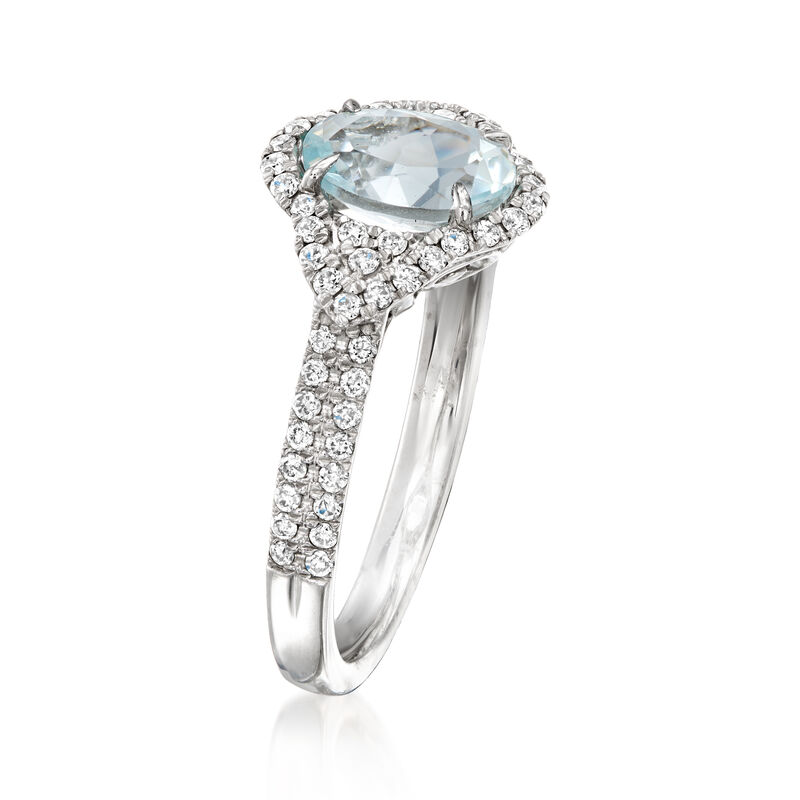 1.20 Carat Aquamarine and .46 ct. t.w. Diamond Ring in 14kt White Gold image number 1