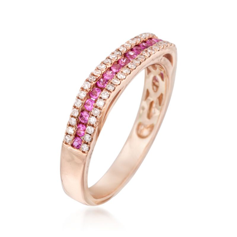 .30 ct. t.w. Pink Sapphire and .21 ct. t.w. Diamond Ring in 14kt Rose Gold image number 2