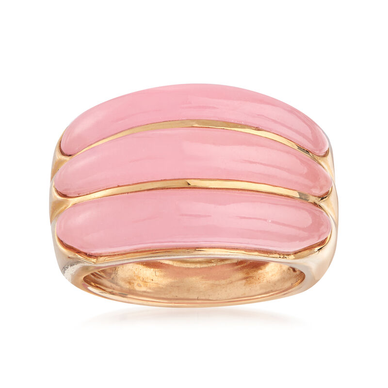 C. 1990 Vintage Pink Jade Ring in 14kt Yellow Gold image number 0