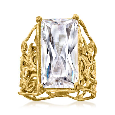 12.00 Carat CZ Scrollwork Ring in 18kt Gold Over Sterling