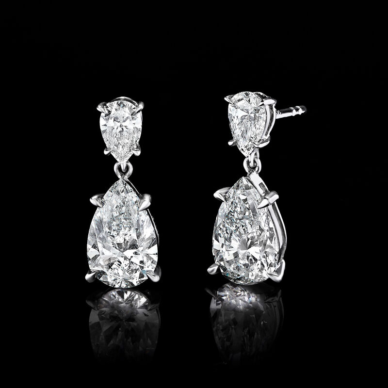 3.00 ct. t.w. Pear-Shaped Lab-Grown Diamond Drop Earrings in 14kt White Gold image number 2
