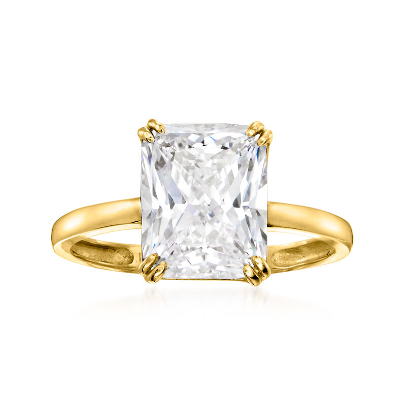 4.25 Carat CZ Solitaire Ring in 14kt Yellow Gold image number 0