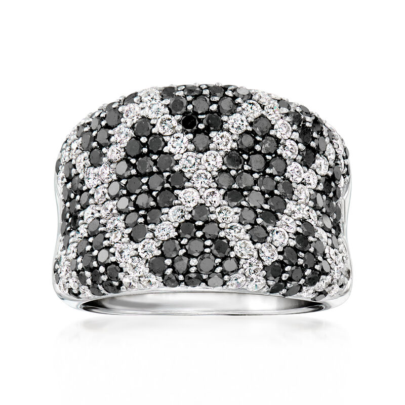 C. 2000 Vintage 3.25 ct. t.w. Black and White Diamond X Ring in 14kt White Gold. Size 7 image number 0