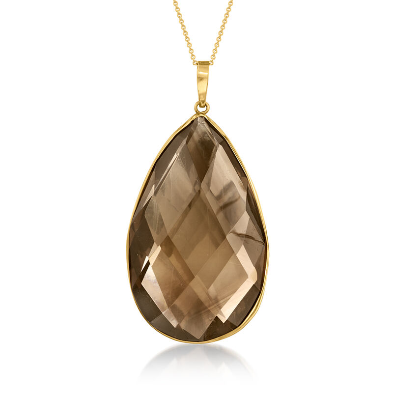 C. 1970 Vintage 95.00 Carat Smoky Quartz Pendant Necklace in 14kt Yellow Gold image number 0