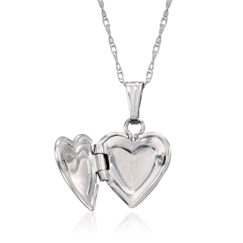 Baby's 14kt White Gold Heart Locket Necklace image number 1