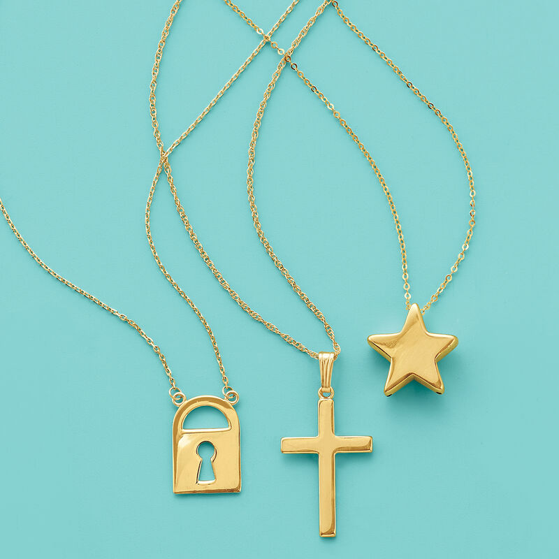 14kt Yellow Gold Cross Pendant Necklace image number 2
