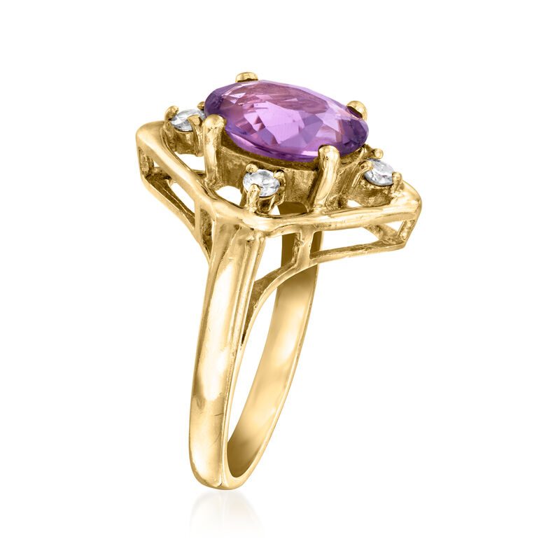 C. 1990 Vintage 2.15 Carat Amethyst Ring with .18 ct. t.w. Diamonds in 14kt Yellow Gold. Size 6 image number 2