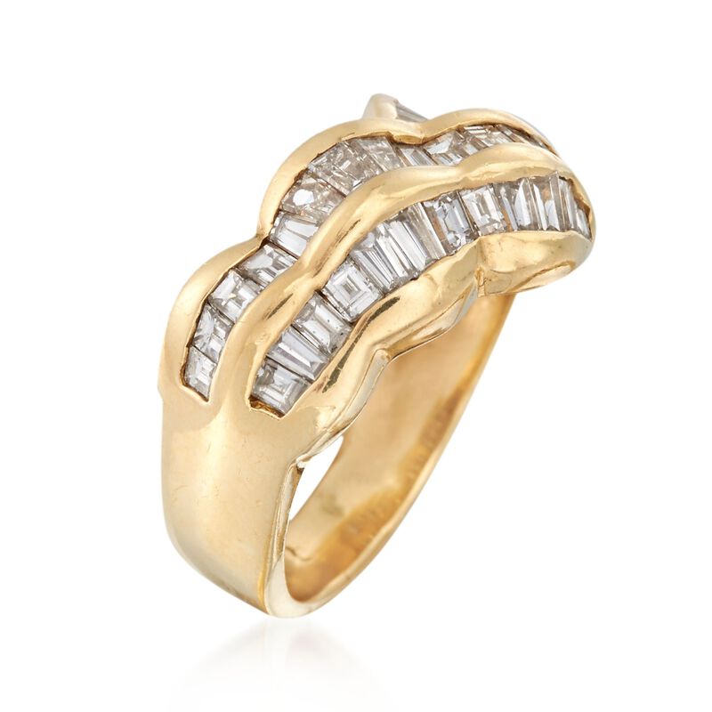 C. 1980 Vintage 2.00 ct. t.w. Baguette Diamond Ring in 14kt Yellow Gold. Size 7.5 image number 2