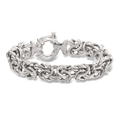 Italian Sterling Silver Large Byzantine Bracelet