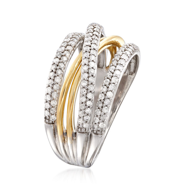 .63 ct. t.w. Diamond Highway Ring in Sterling Silver with 14kt Yellow Gold image number 2
