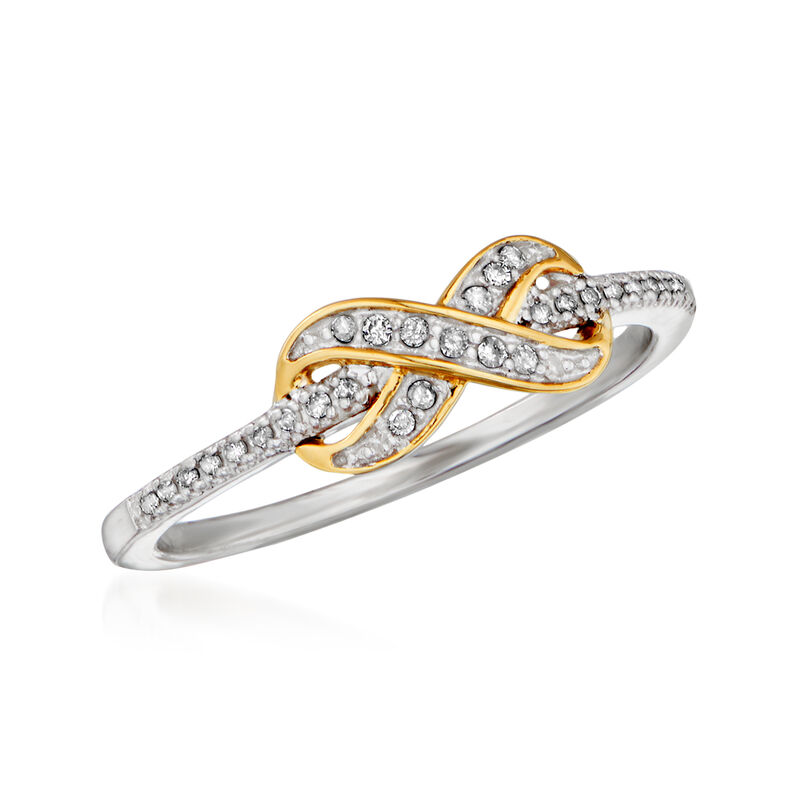 .10 ct. t.w. Diamond Infinity Ring in Sterling Silver with 14kt Yellow Gold image number 3
