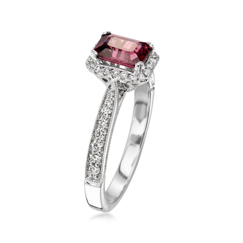 C. 2000 Vintage 1.35 Carat Rhodolite Garnet Ring with .50 ct. t.w. Diamonds in 18kt White Gold. Size 7.75 image number 2