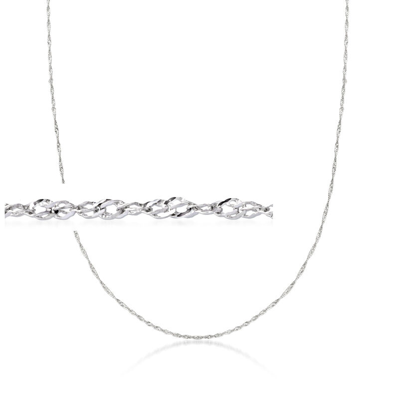 Italian .8mm 14kt White Gold Adjustable Singapore-Chain Necklace image number 0