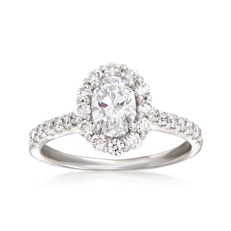 .56 ct. t.w. Diamond Halo Engagement Ring Setting in 14kt White Gold. Size 6.5 image number 0